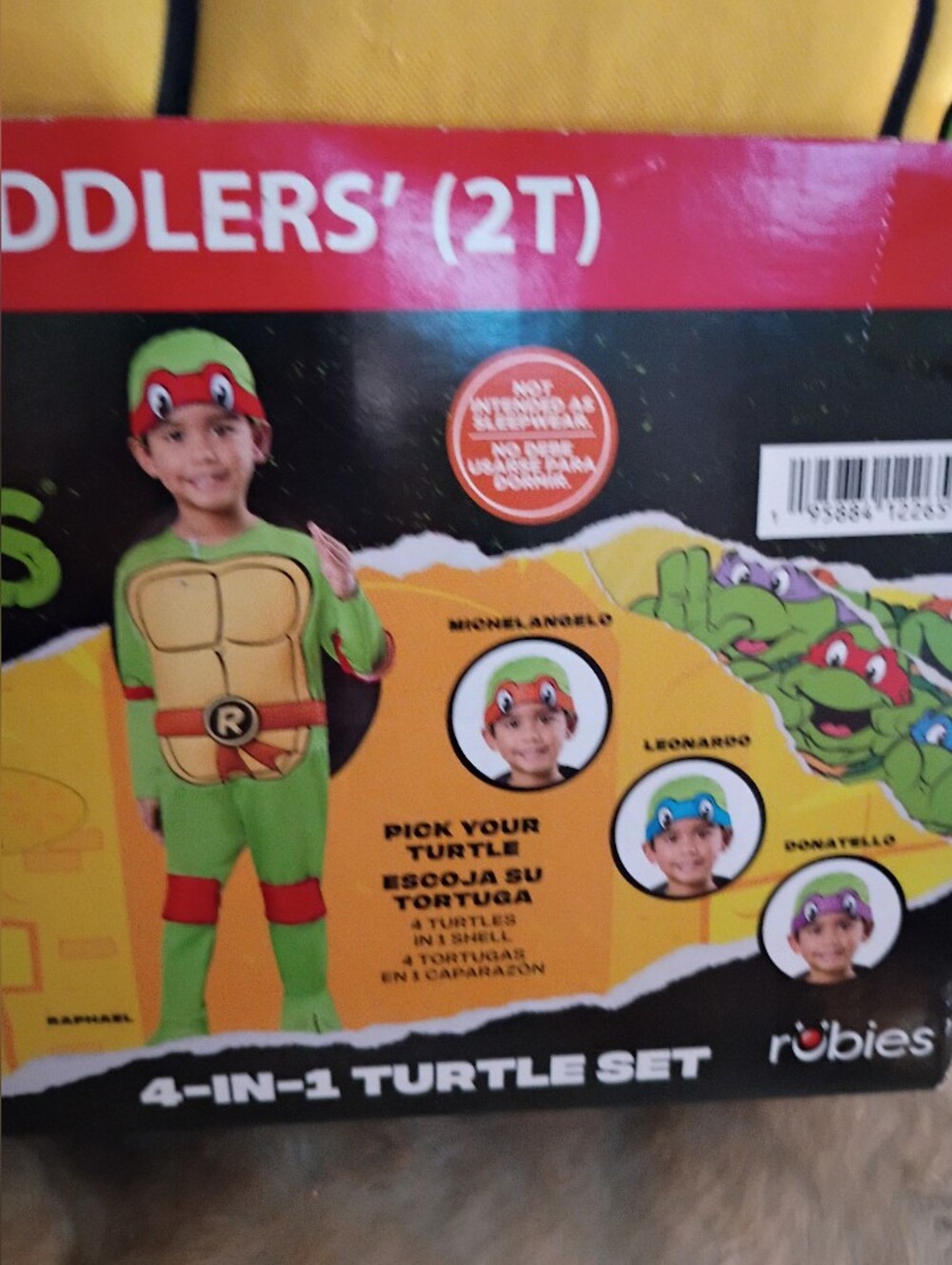 Teenage Ninja Mutant Turtle 4-in-1 Costume Set - 2T NEW